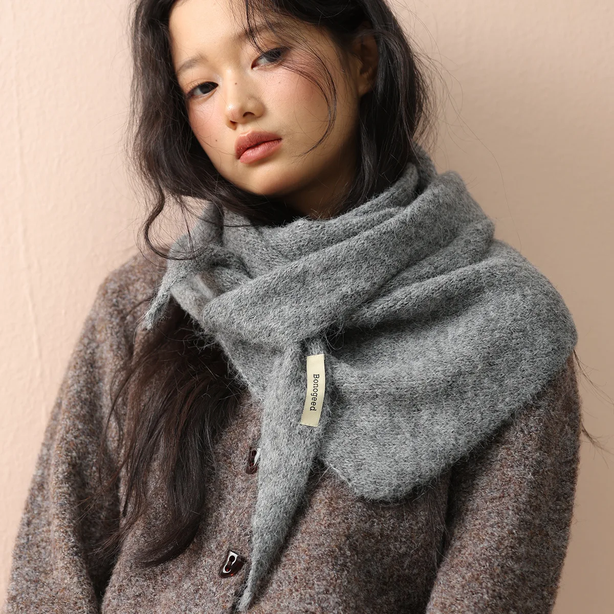 Wool Winter Scarf For Women Warm triangle Knit Scarves Hijab Solid Lady Shawl Wrap Female Pashmina Bandana Head Scarfs New