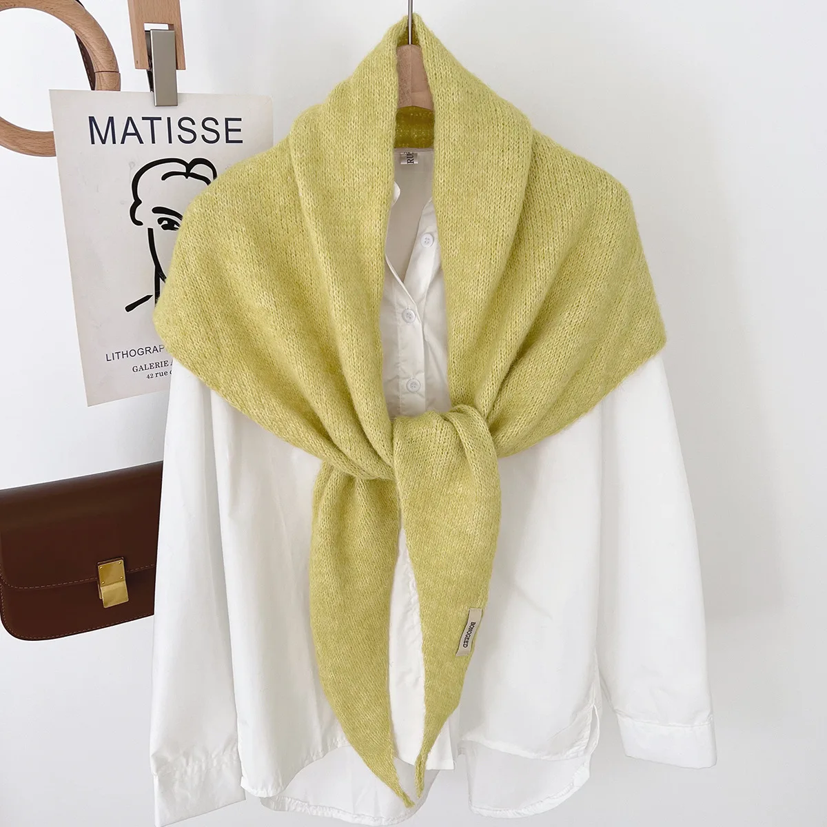 Wool Winter Scarf For Women Warm triangle Knit Scarves Hijab Solid Lady Shawl Wrap Female Pashmina Bandana Head Scarfs New