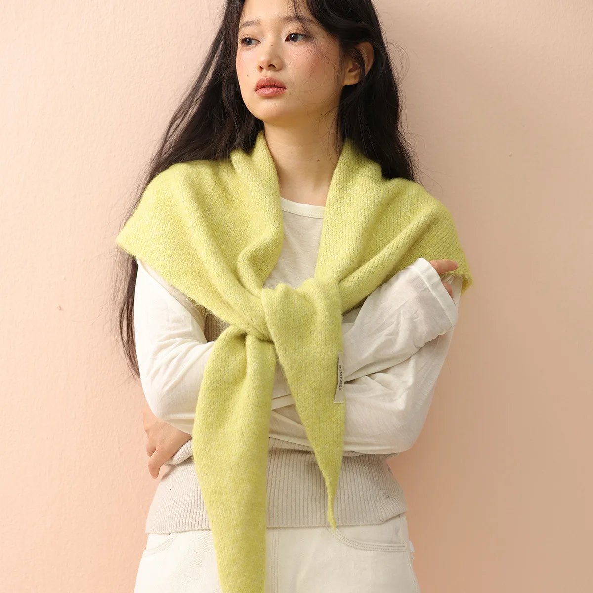 Wool Winter Scarf For Women Warm triangle Knit Scarves Hijab Solid Lady Shawl Wrap Female Pashmina Bandana Head Scarfs New