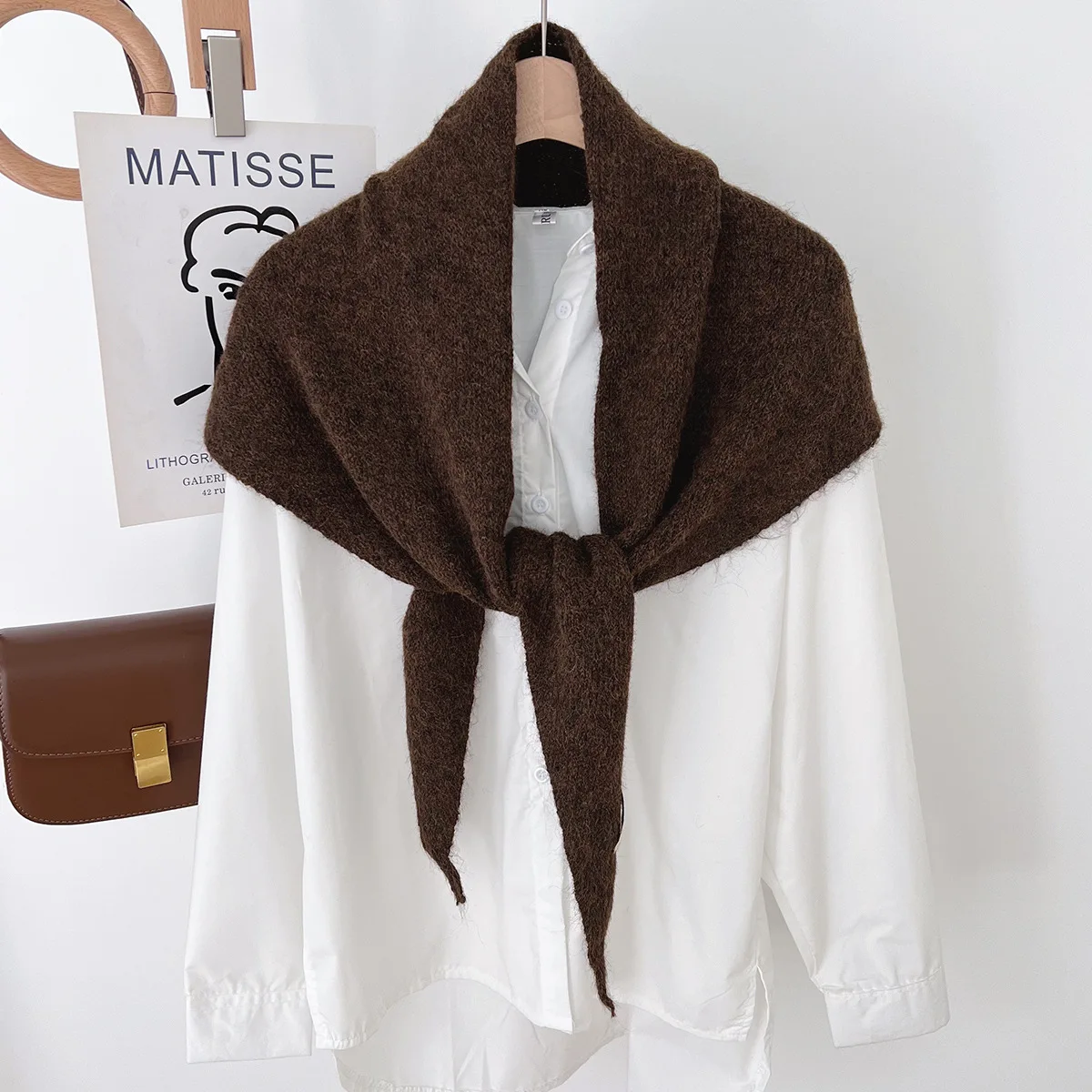 Wool Winter Scarf For Women Warm triangle Knit Scarves Hijab Solid Lady Shawl Wrap Female Pashmina Bandana Head Scarfs New