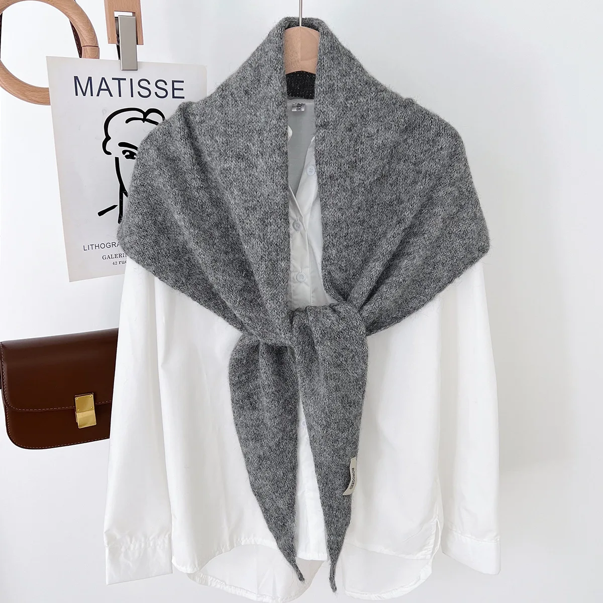 Wool Winter Scarf For Women Warm triangle Knit Scarves Hijab Solid Lady Shawl Wrap Female Pashmina Bandana Head Scarfs New