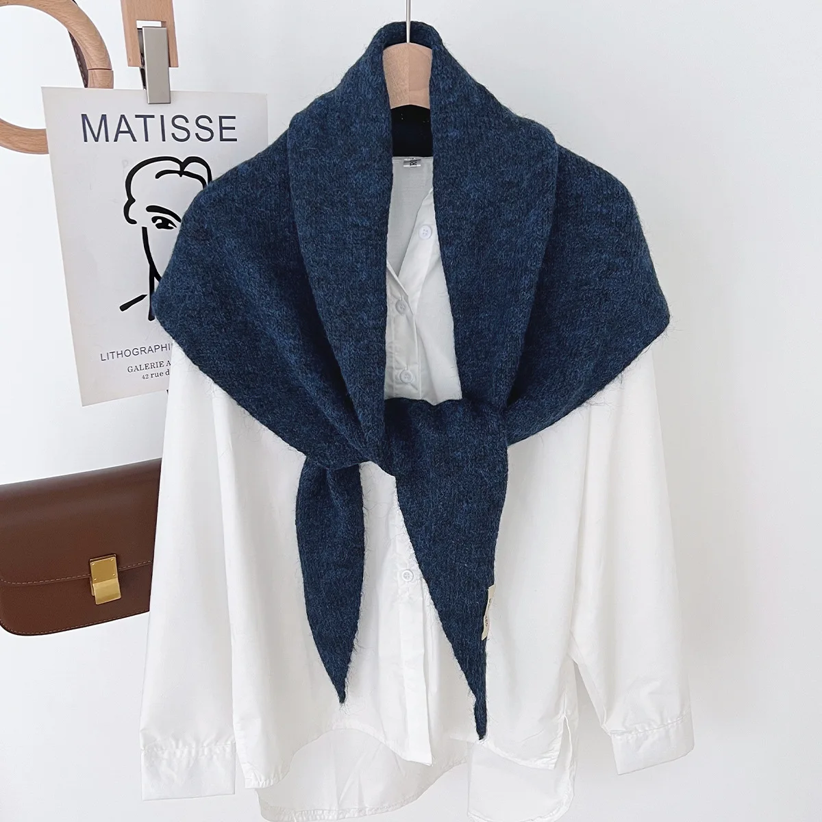 Wool Winter Scarf For Women Warm triangle Knit Scarves Hijab Solid Lady Shawl Wrap Female Pashmina Bandana Head Scarfs New