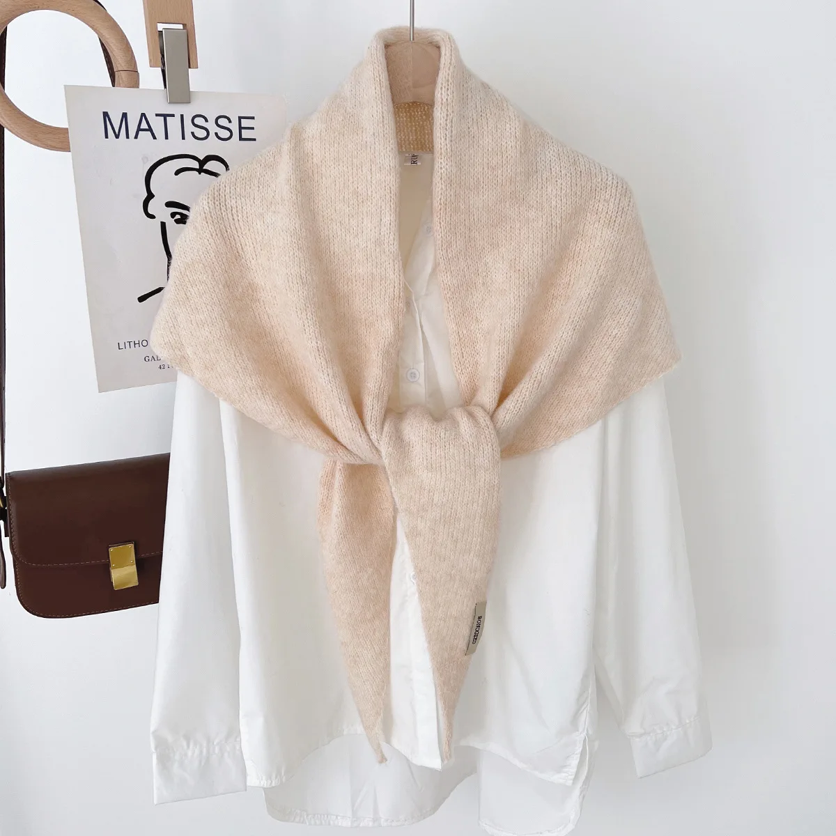 Wool Winter Scarf For Women Warm triangle Knit Scarves Hijab Solid Lady Shawl Wrap Female Pashmina Bandana Head Scarfs New