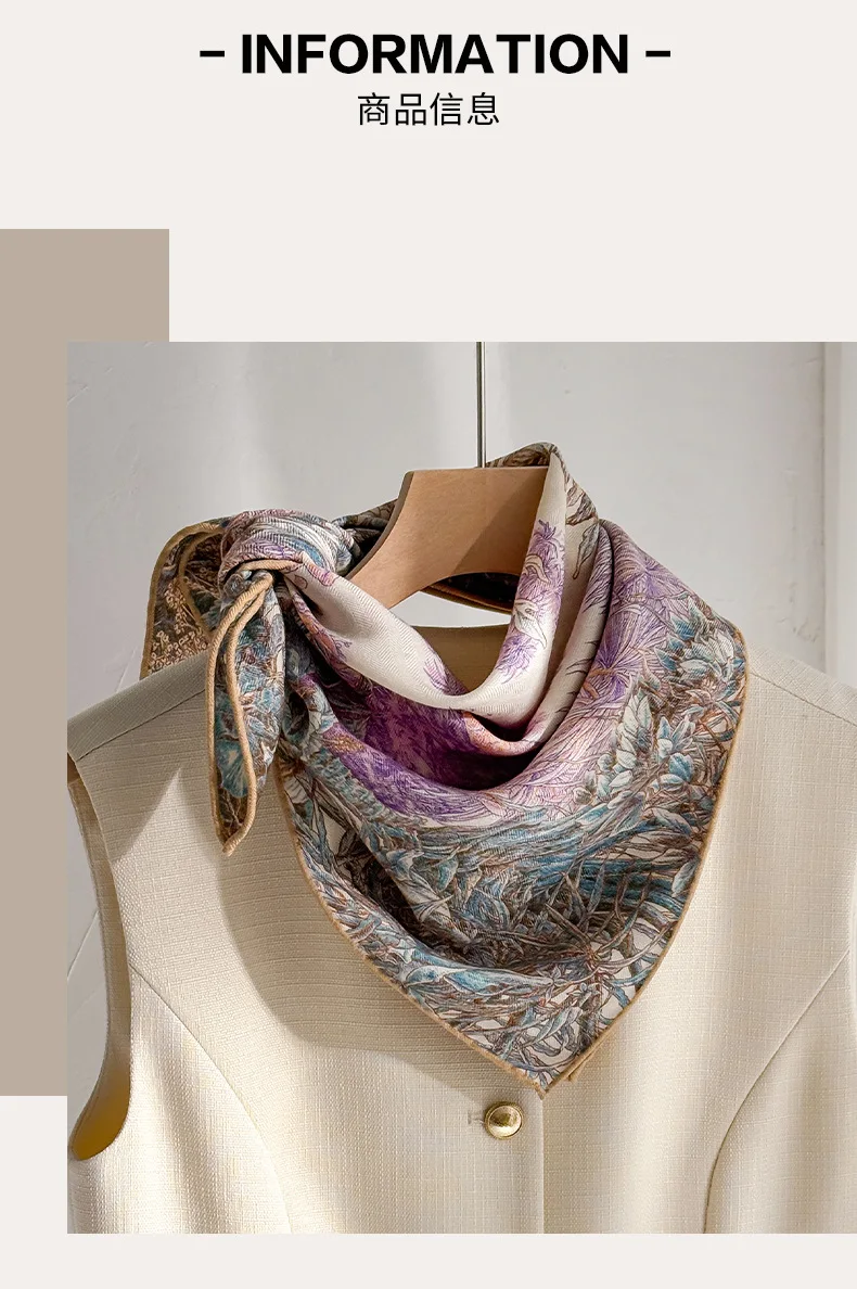 Silk Wool Scarves Woman Foulards Femme Elegant Women'S Shawl Original Luxury Scarves Winter Sale Petite Scarf Neck Accessories
