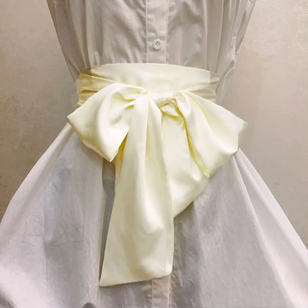 Women Dress Top Bowknot Waistband Waist Bow Corset Satin Silk Wide Waist Belt Fabric Ribbon Cummerbunds Lace Up Waist Strap
