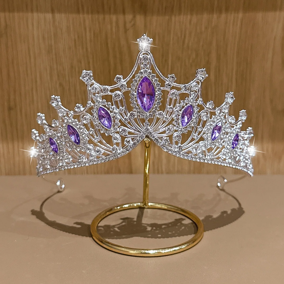 1 simple and versatile fashionable high-end silver purple crown suitable for daily hair accessories