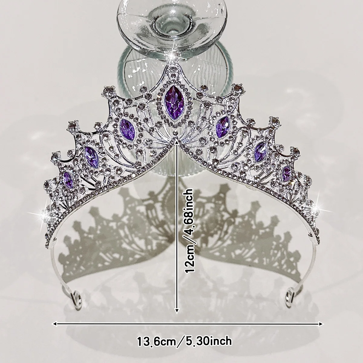1 simple and versatile fashionable high-end silver purple crown suitable for daily hair accessories