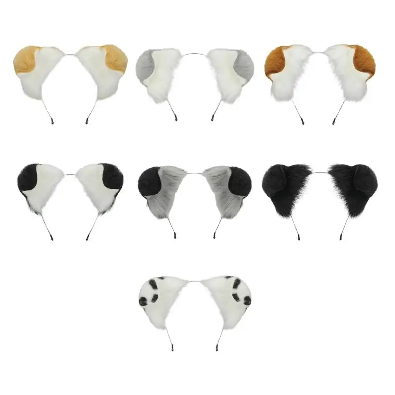Adjustable Dog Ears Headbands Comfortable Plush Hairband For Cosplayer Party