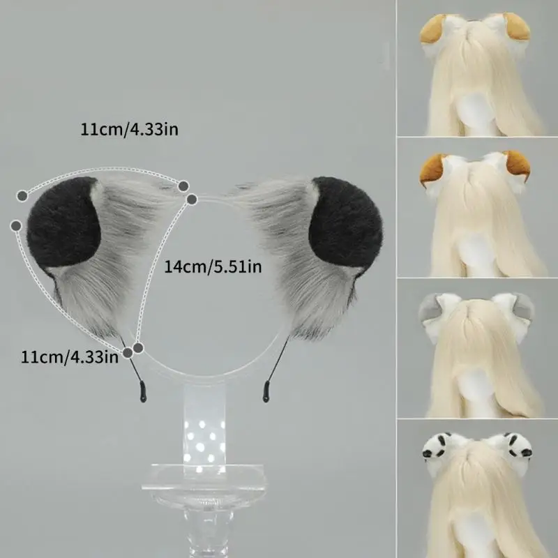 Adjustable Dog Ears Headbands Comfortable Plush Hairband For Cosplayer Party