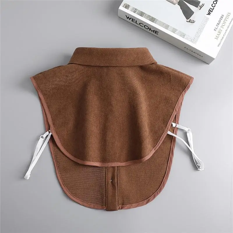 Women Vintage Brown Faux Collar Shirt Warm & Stylish Perfect For Layering Casual Attire Vintage Style Shirt, Detachable Collars