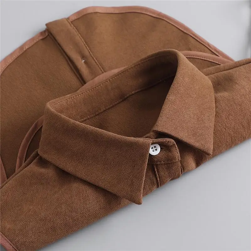 Women Vintage Brown Faux Collar Shirt Warm & Stylish Perfect For Layering Casual Attire Vintage Style Shirt, Detachable Collars