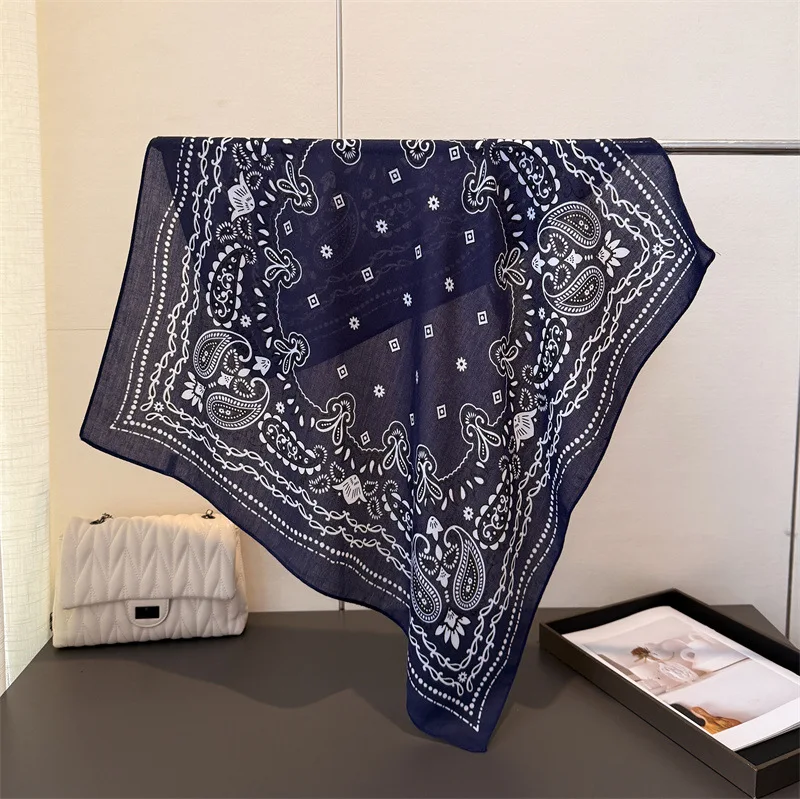 Cashew Print Blocked Print Square Scarf Women Cotton Linen Feeling Hairband Neckerchief Tie Female Headband Foulard Bandana