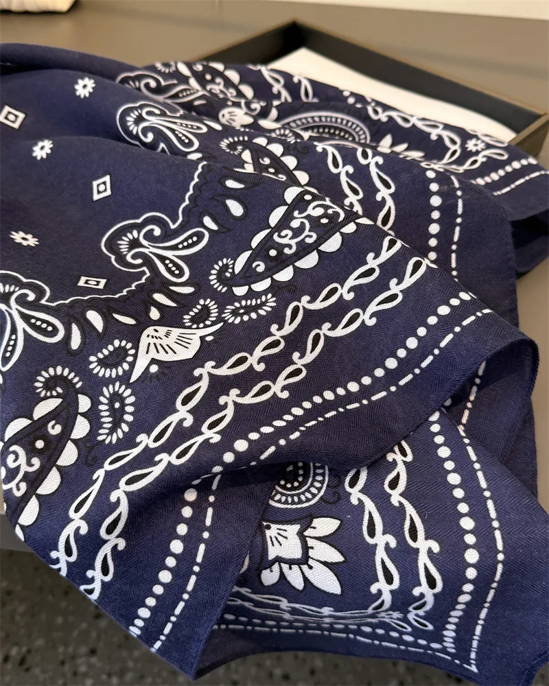 Cashew Print Blocked Print Square Scarf Women Cotton Linen Feeling Hairband Neckerchief Tie Female Headband Foulard Bandana