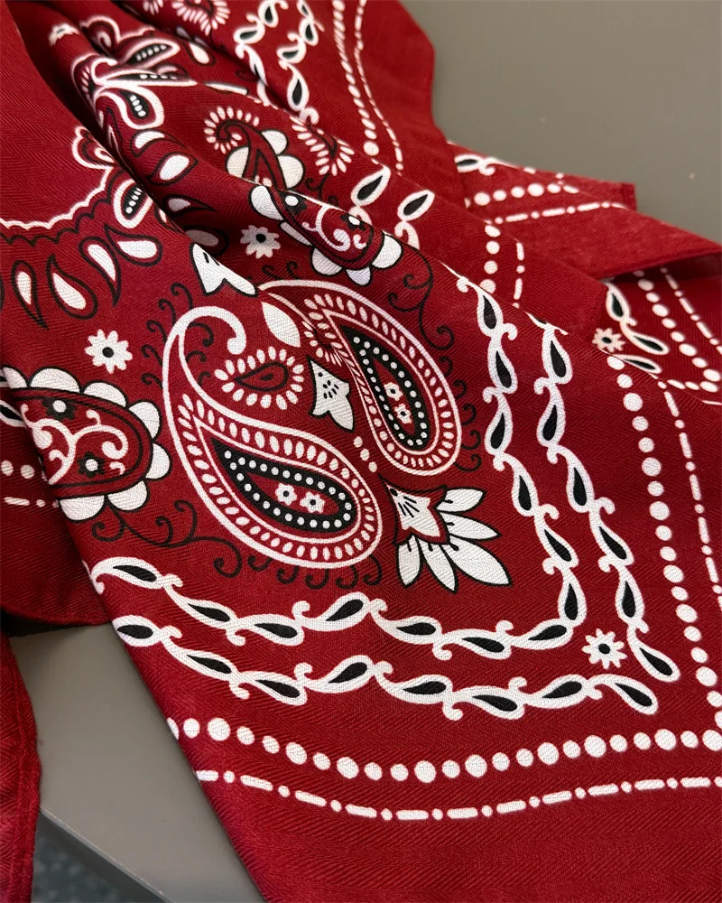 Cashew Print Blocked Print Square Scarf Women Cotton Linen Feeling Hairband Neckerchief Tie Female Headband Foulard Bandana