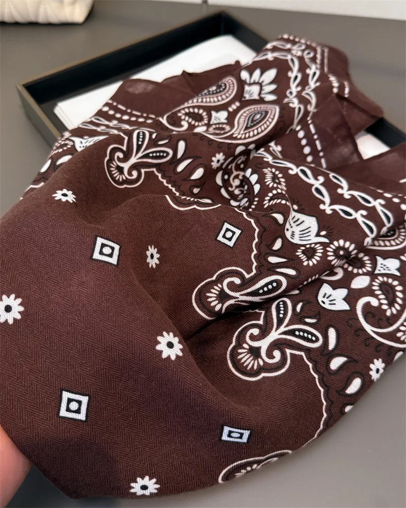 Cashew Print Blocked Print Square Scarf Women Cotton Linen Feeling Hairband Neckerchief Tie Female Headband Foulard Bandana