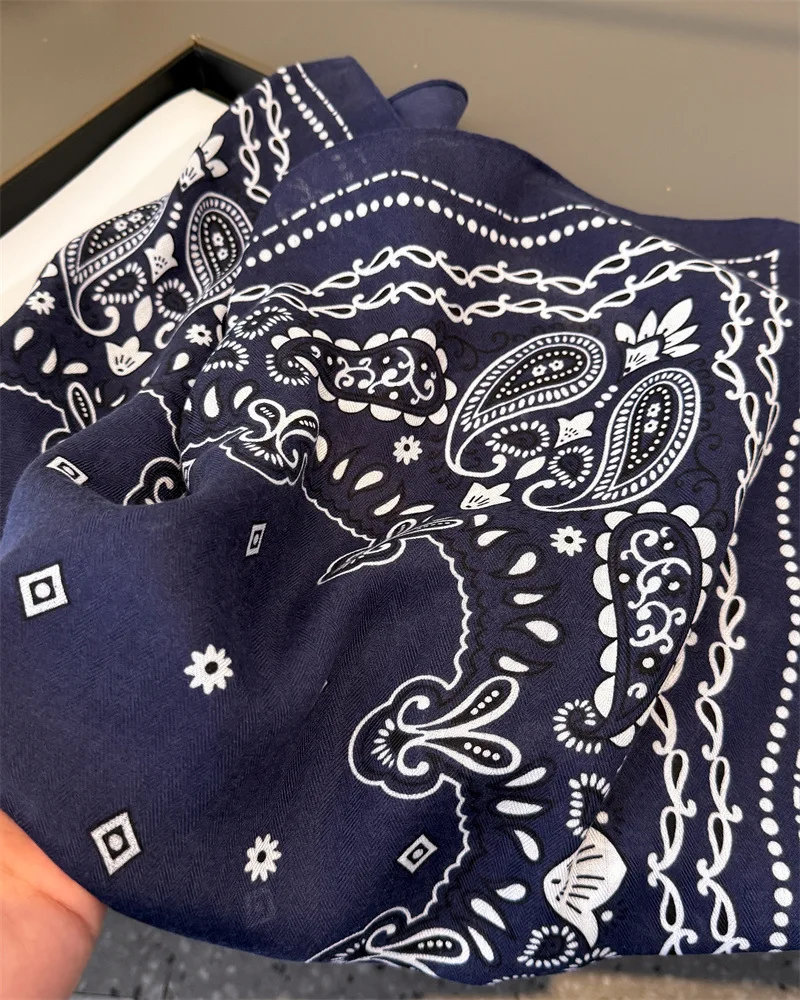 Cashew Print Blocked Print Square Scarf Women Cotton Linen Feeling Hairband Neckerchief Tie Female Headband Foulard Bandana