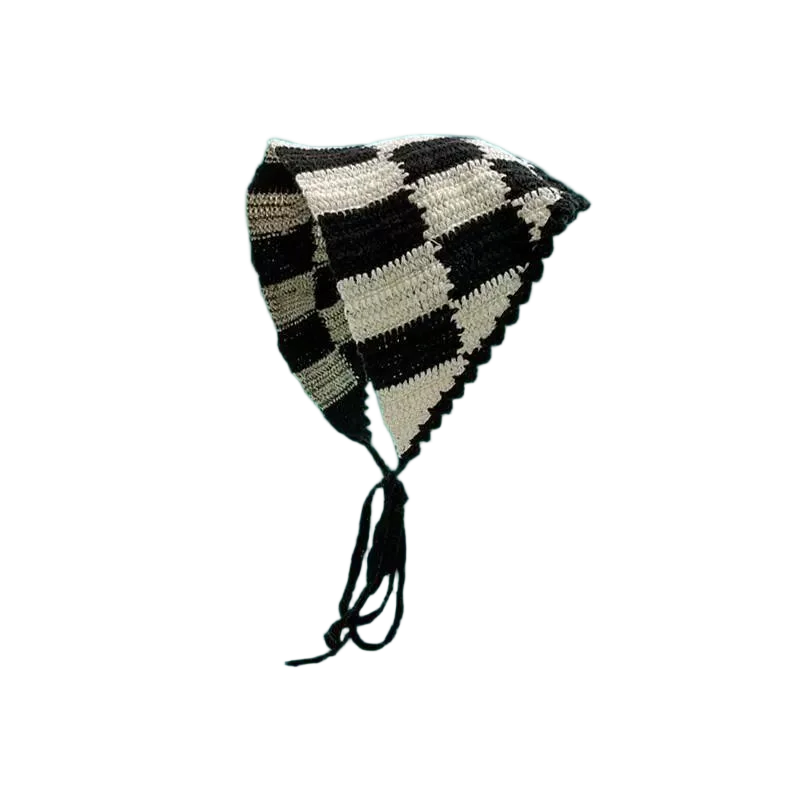 Hairband Women's Hair Accessories Fashionable Knitted Crochet Hollow Triangle Scarf Sweet and Cute Girly Style Floral Headscarf