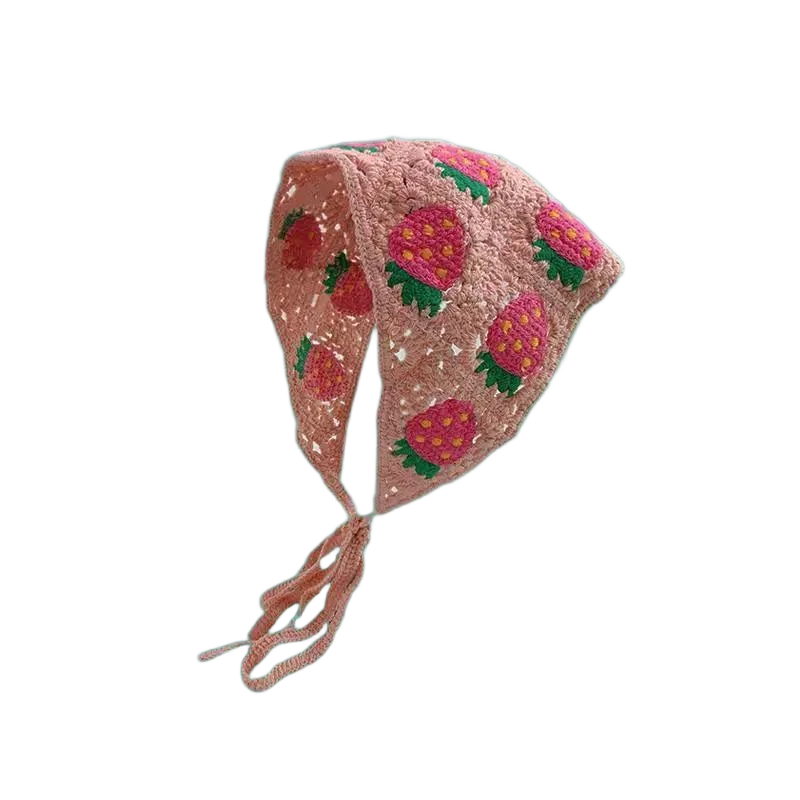 Hairband Women's Hair Accessories Fashionable Knitted Crochet Hollow Triangle Scarf Sweet and Cute Girly Style Floral Headscarf