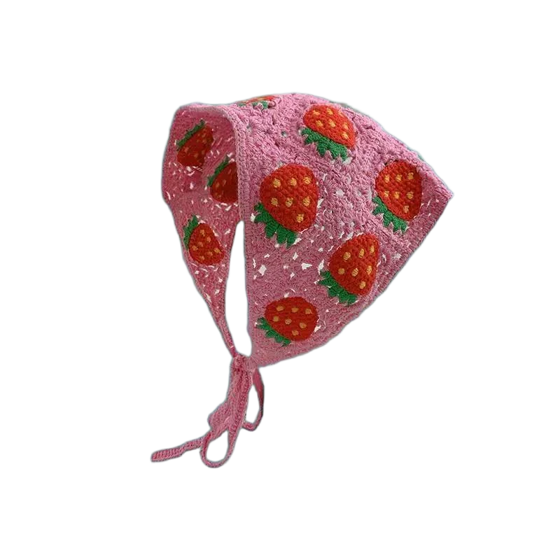 Hairband Women's Hair Accessories Fashionable Knitted Crochet Hollow Triangle Scarf Sweet and Cute Girly Style Floral Headscarf