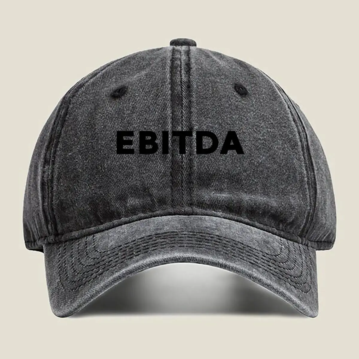EBITDA Financial Text Baseball Cap Men Women Distressed Washed Sun Cap Outdoor Workouts Hat
