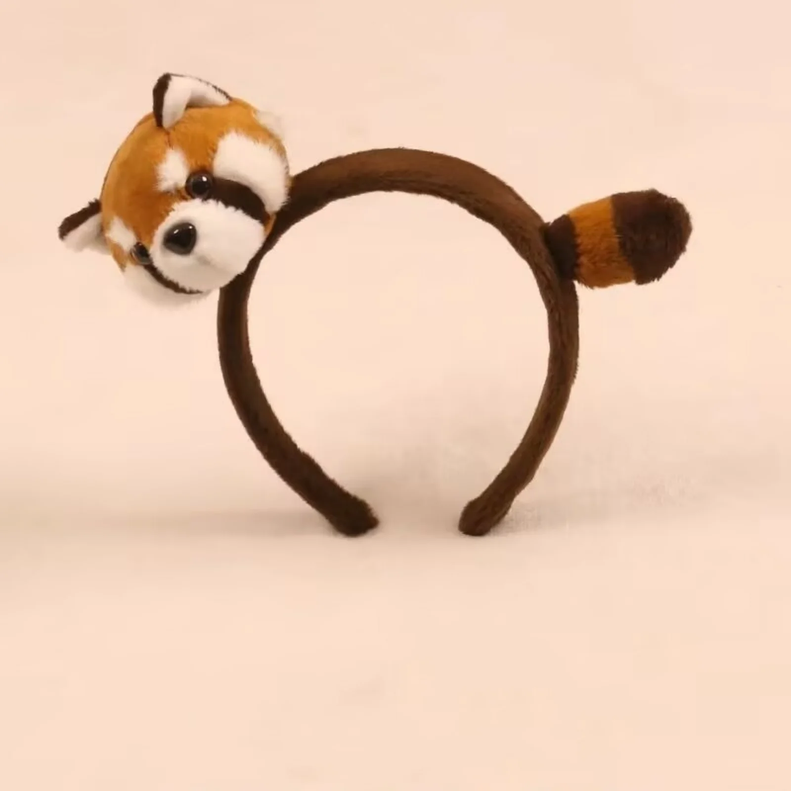 1 PC Cute Raccoon Plush Headband for Women: Creative Cartoon Red Panda Hair Clip, Face Washing Headband, Hair Accessory for Goin