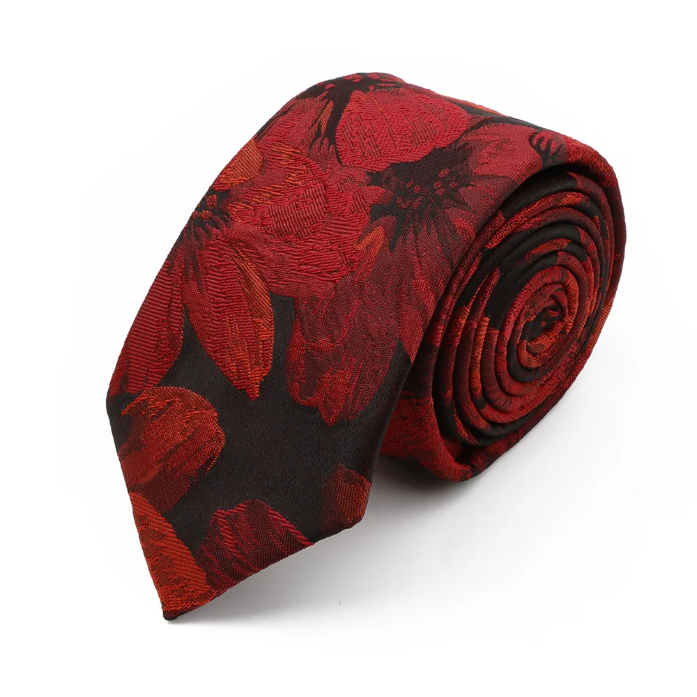 New 7cm Brown Red Gray Blue Flower Tie Men's Women's Polyester Beautiful Elegent Necktie Business Wedding Party Accessories Gift