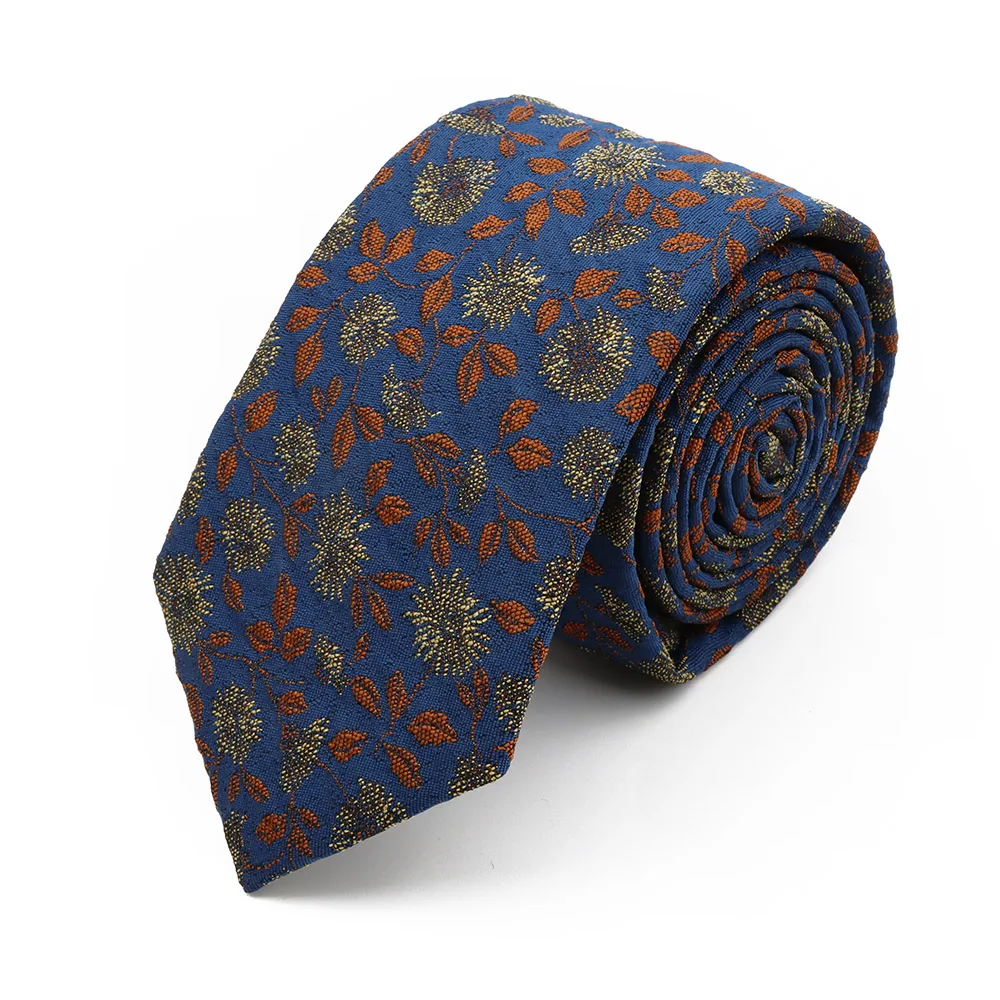 New 7cm Brown Red Gray Blue Flower Tie Men's Women's Polyester Beautiful Elegent Necktie Business Wedding Party Accessories Gift