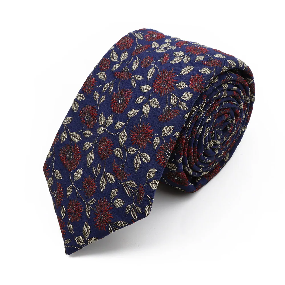 New 7cm Brown Red Gray Blue Flower Tie Men's Women's Polyester Beautiful Elegent Necktie Business Wedding Party Accessories Gift