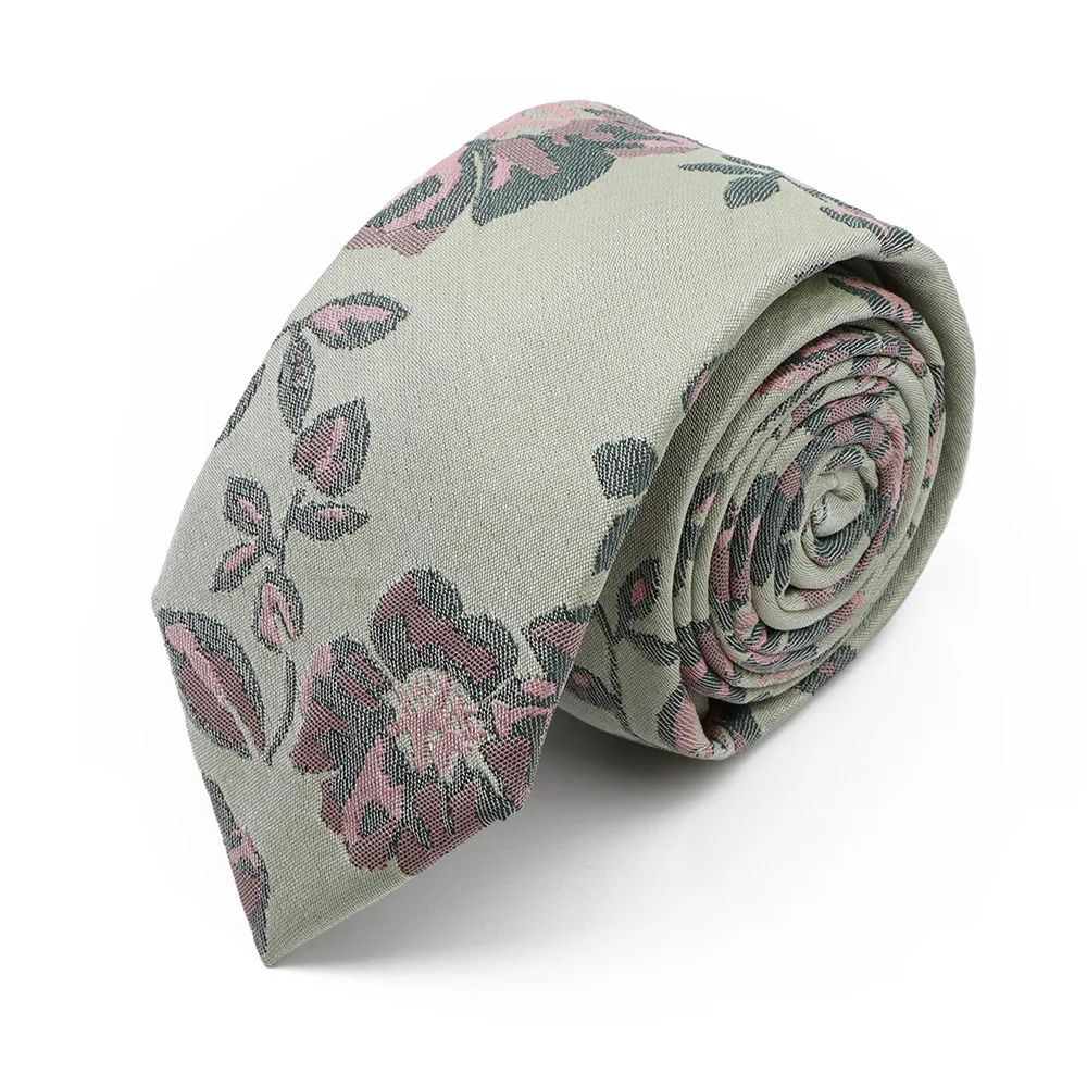 New 7cm Brown Red Gray Blue Flower Tie Men's Women's Polyester Beautiful Elegent Necktie Business Wedding Party Accessories Gift