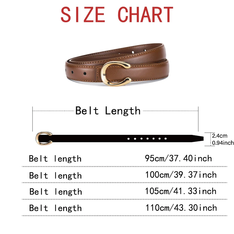 Women's C-shaped Smooth Buckle PU Belt Fashionable Versatile Dress Sweater Casual Pants Belt Simple Ladies Banquet Gifts