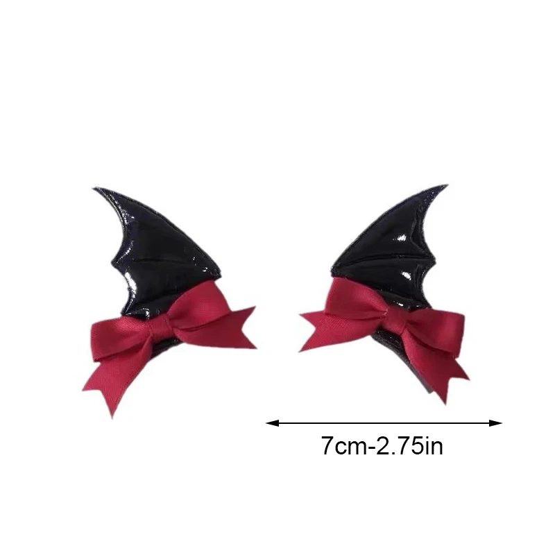 2pcs Demon Bat Clip Gothic Halloween Costume Accessories Funky Bow Headpiece for Photo Cosplay Creative Outfits