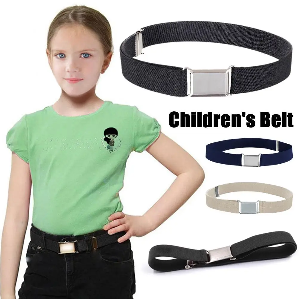 Kids Elastic Belts Kids 2.5cm Width Boy Girl Children Adjustable Elastic Canvas Waistband Stretch Waist Belt with Buckle 60-80cm