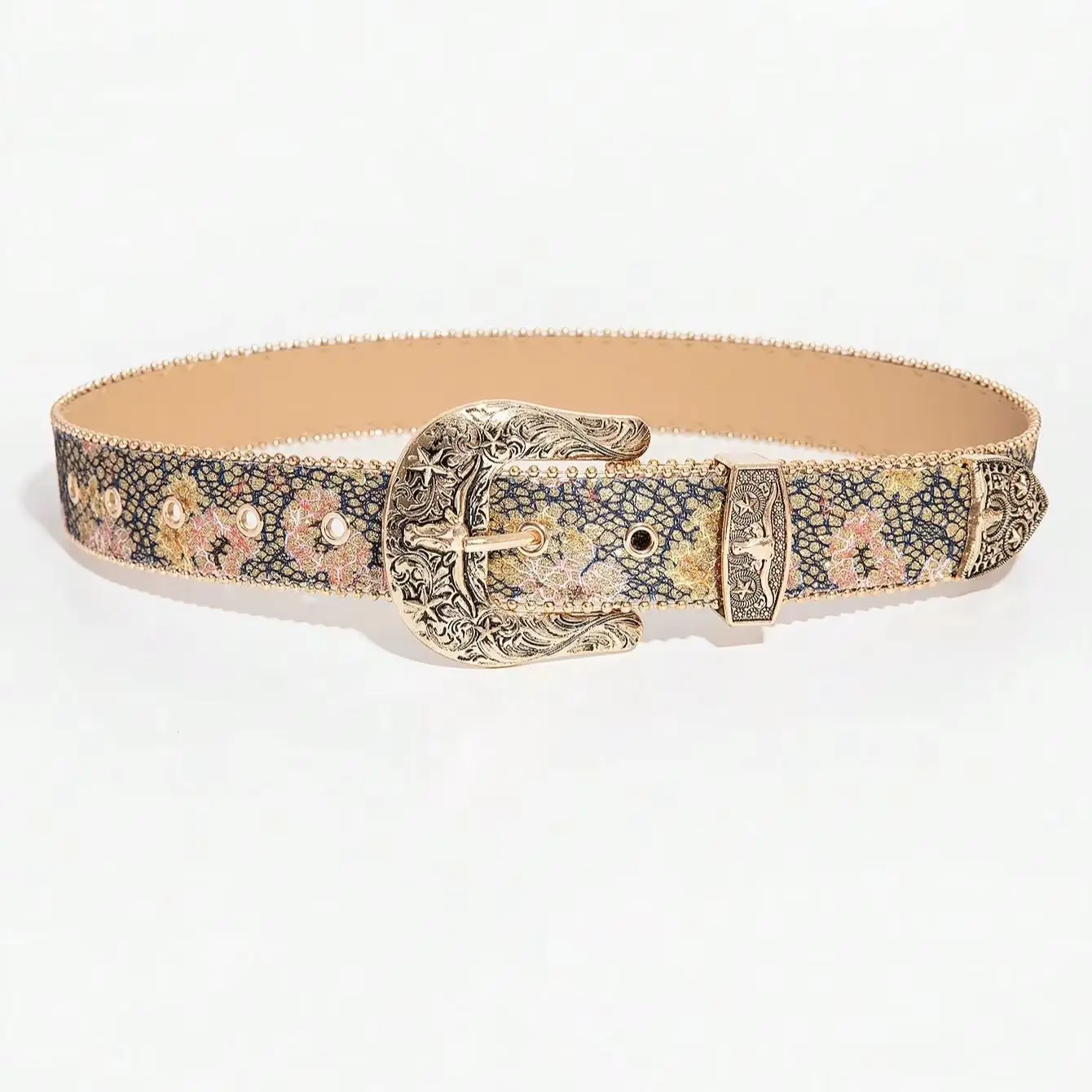 1pc women's vintage floral Western-style belt, a versatile denim-style accessory belt, suitable for casual gatherings