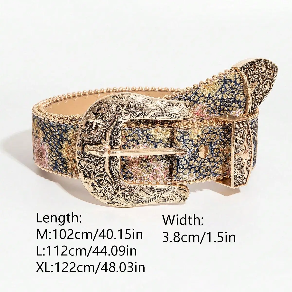 1pc women's vintage floral Western-style belt, a versatile denim-style accessory belt, suitable for casual gatherings