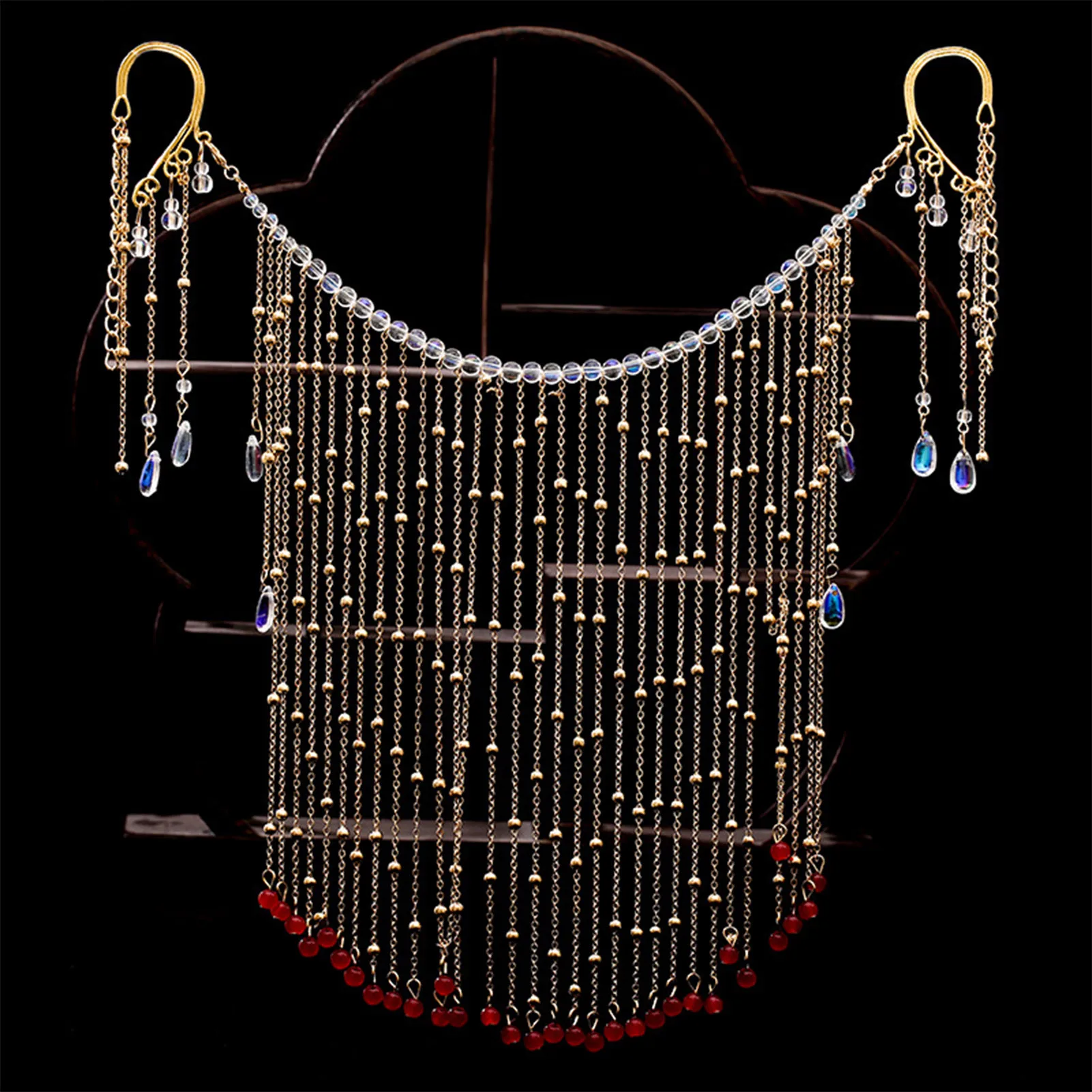 Ancient Style Hair Accessories Hanfu Veil Female Hanging Ear Tassel Face Curtain Chinese Headdress Dance Performance Accessories