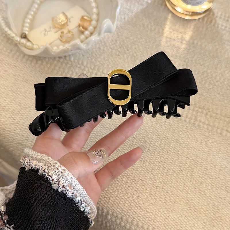 1/2pcs Elegant Fabric Bow Banana Clip for Woman Korean Style Ponytail Clip Fashion Girl's Back of The Head Hair Clip