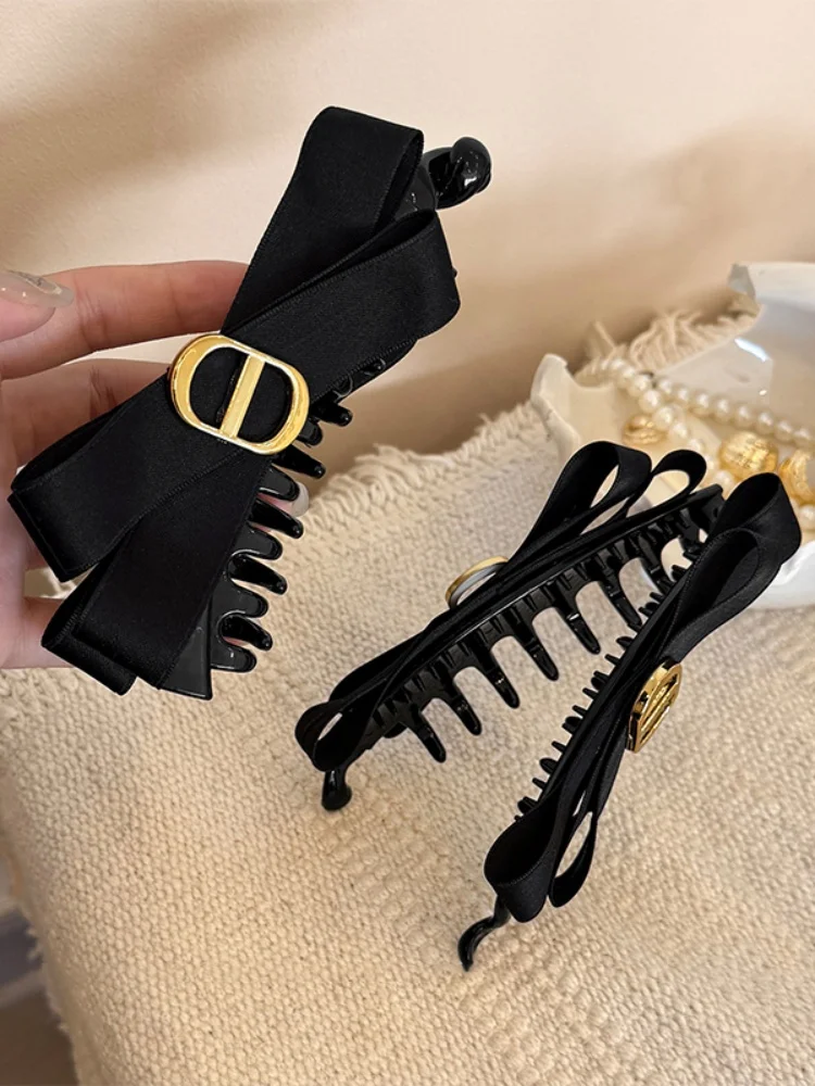 1/2pcs Elegant Fabric Bow Banana Clip for Woman Korean Style Ponytail Clip Fashion Girl's Back of The Head Hair Clip