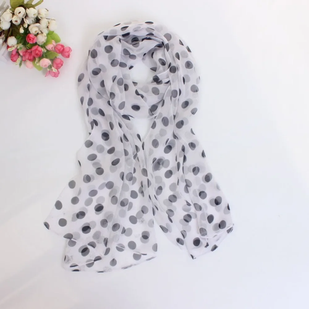 Polka Dot Scarf Ladies Women's Scarf Chiffon Scarf Soft Head Wraps Women's Lady Summer Sunscreen Air Conditioner Shawl