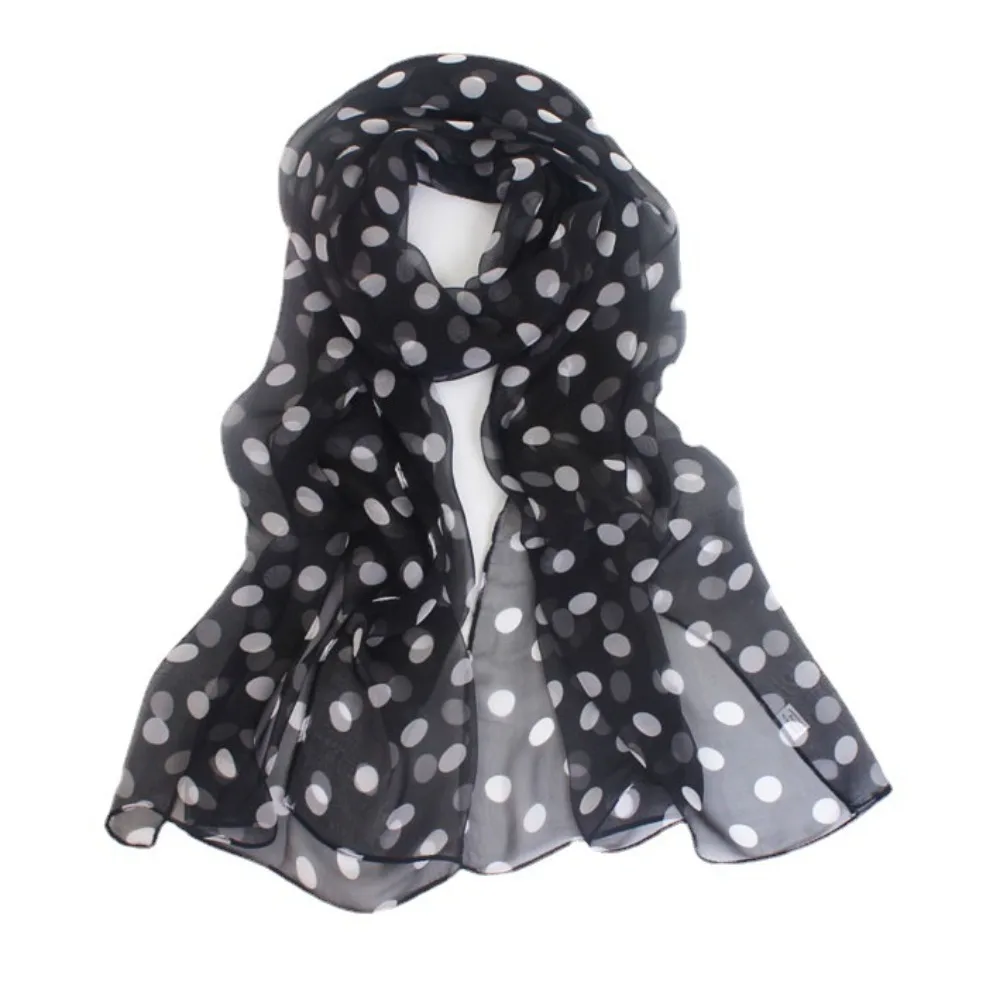 Polka Dot Scarf Ladies Women's Scarf Chiffon Scarf Soft Head Wraps Women's Lady Summer Sunscreen Air Conditioner Shawl