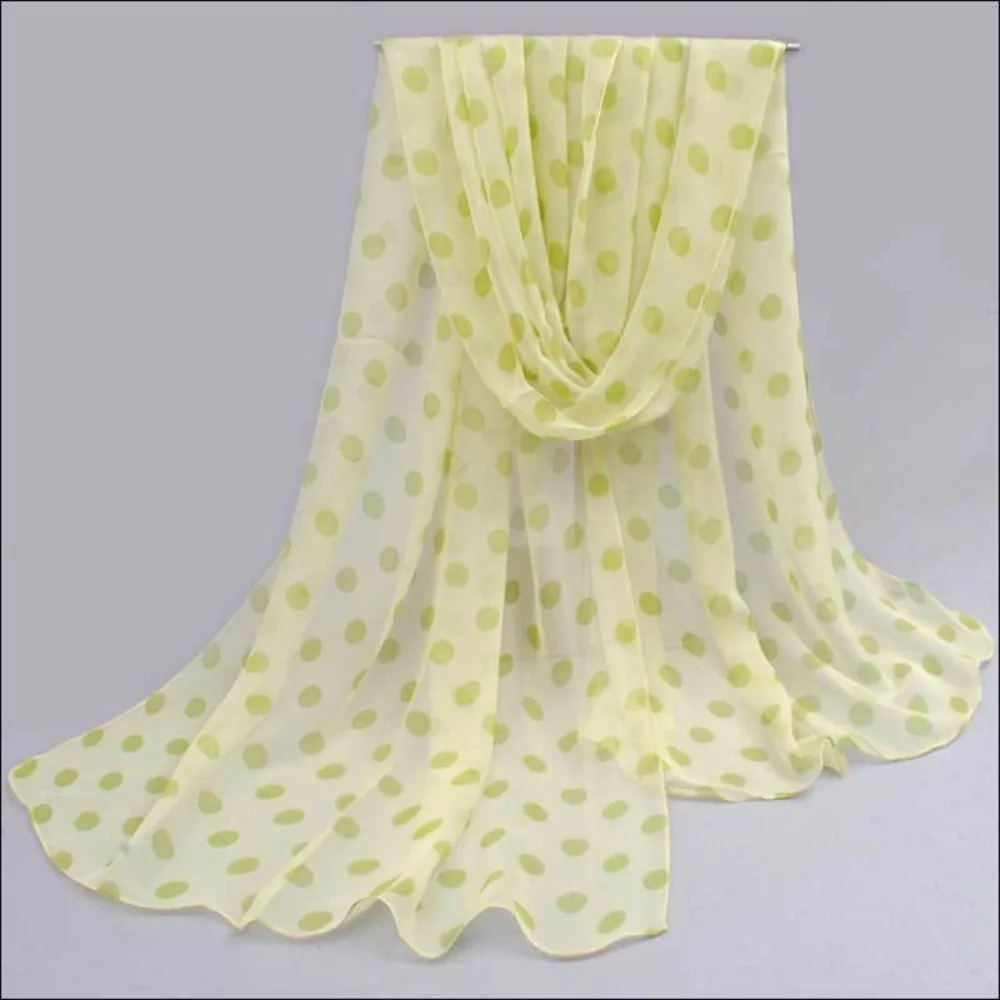 Polka Dot Scarf Ladies Women's Scarf Chiffon Scarf Soft Head Wraps Women's Lady Summer Sunscreen Air Conditioner Shawl