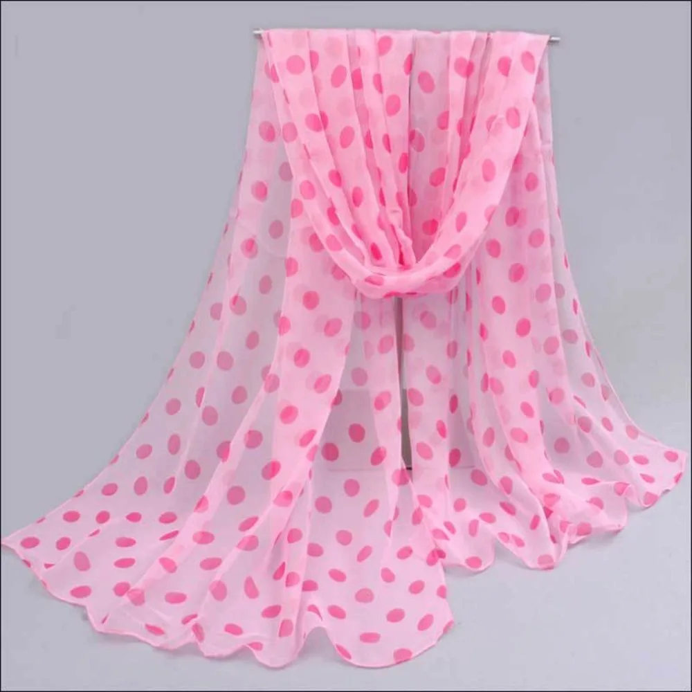 Polka Dot Scarf Ladies Women's Scarf Chiffon Scarf Soft Head Wraps Women's Lady Summer Sunscreen Air Conditioner Shawl