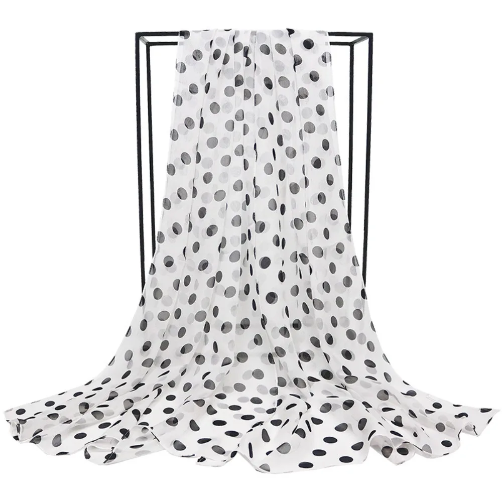 Polka Dot Scarf Ladies Women's Scarf Chiffon Scarf Soft Head Wraps Women's Lady Summer Sunscreen Air Conditioner Shawl