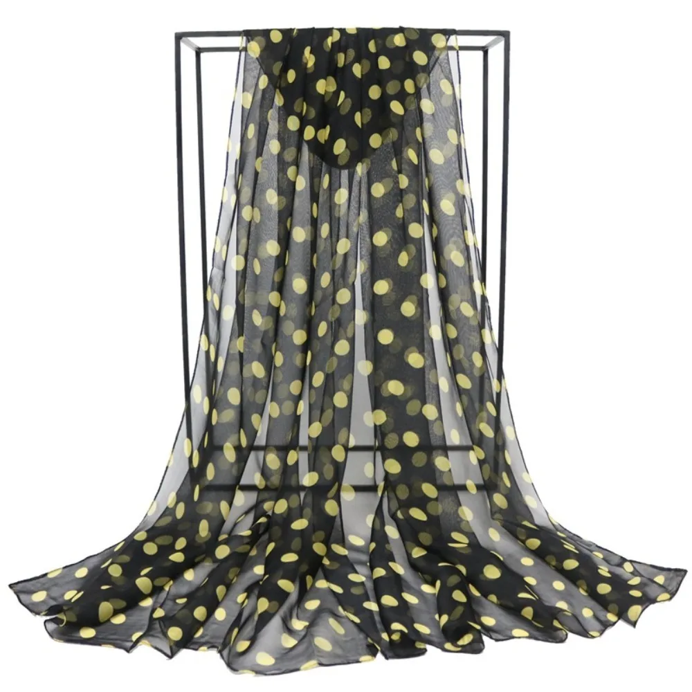 Polka Dot Scarf Ladies Women's Scarf Chiffon Scarf Soft Head Wraps Women's Lady Summer Sunscreen Air Conditioner Shawl
