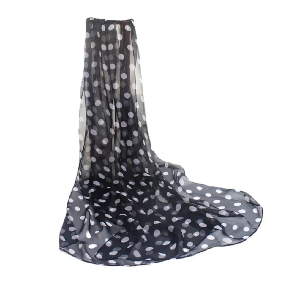 Polka Dot Scarf Ladies Women's Scarf Chiffon Scarf Soft Head Wraps Women's Lady Summer Sunscreen Air Conditioner Shawl