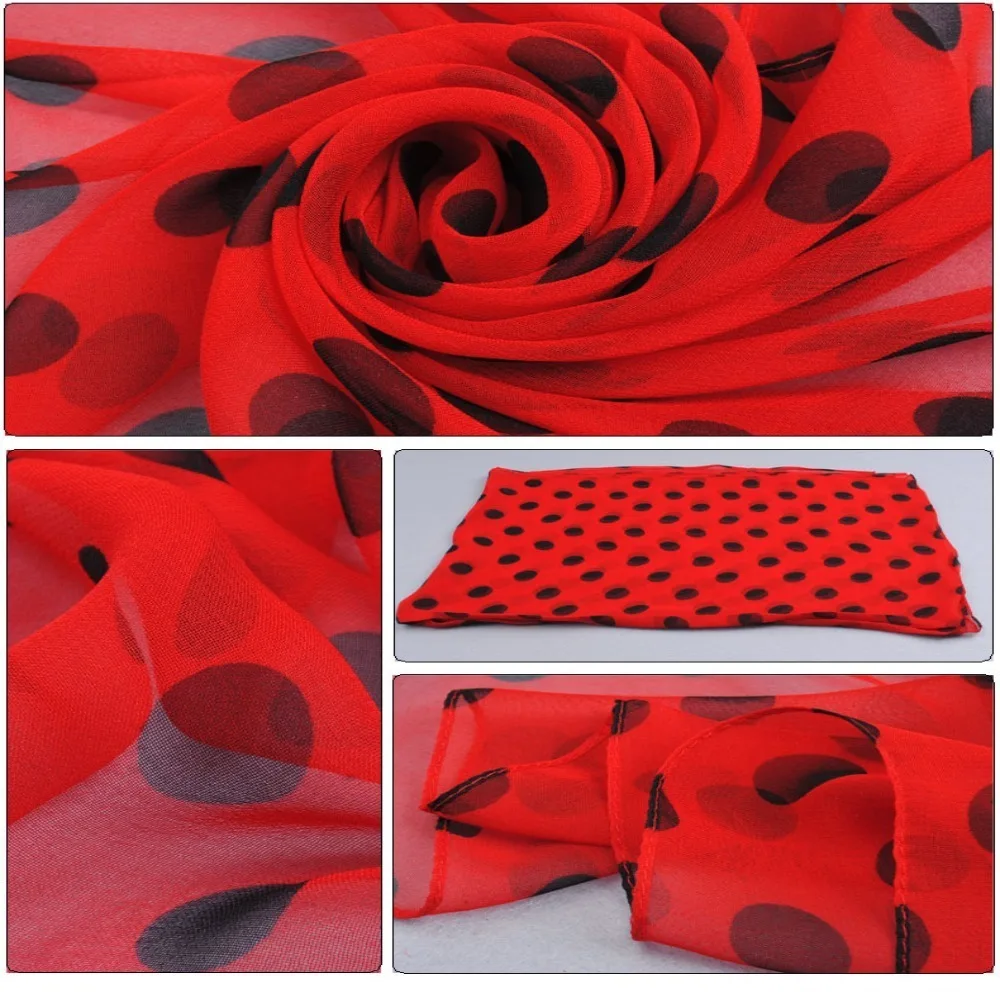 Polka Dot Scarf Ladies Women's Scarf Chiffon Scarf Soft Head Wraps Women's Lady Summer Sunscreen Air Conditioner Shawl