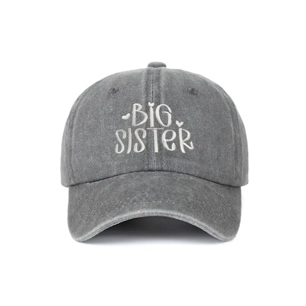 Fashion Washed Cotton Big Brother Big Sister Caps Adjustable Vintage Dad Hat Breathable Embroidery Baseball Cap Gifts
