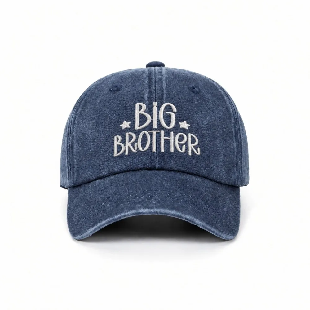 Fashion Washed Cotton Big Brother Big Sister Caps Adjustable Vintage Dad Hat Breathable Embroidery Baseball Cap Gifts