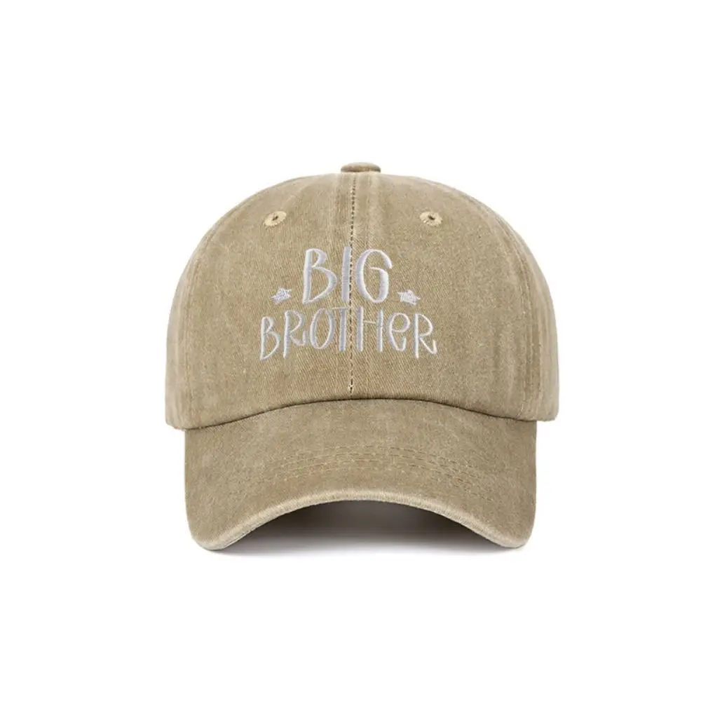 Fashion Washed Cotton Big Brother Big Sister Caps Adjustable Vintage Dad Hat Breathable Embroidery Baseball Cap Gifts