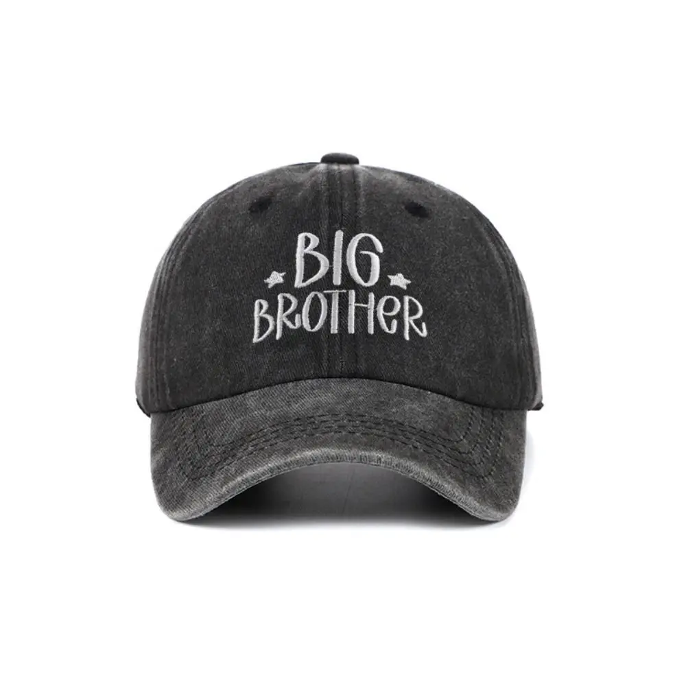 Fashion Washed Cotton Big Brother Big Sister Caps Adjustable Vintage Dad Hat Breathable Embroidery Baseball Cap Gifts