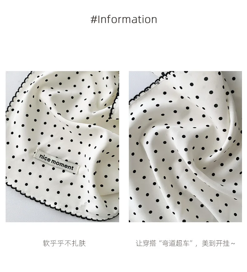 Women Polka Dot Triangle Head Scarf Also As Neck Scarf Premium Lightweight Breathable Soft Versatile All Match Decorative Wrap